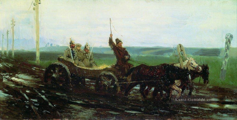 unter Eskorte auf der schlammigen Straße 1876 Ilya Repin Ölgemälde